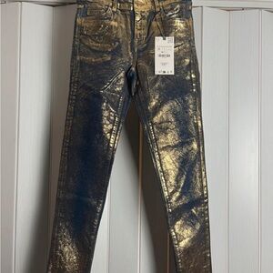 NWT Zara Metallic Gold Skinny Women’s Jeans - Shiny Gold Fashion Jeans Sz 2